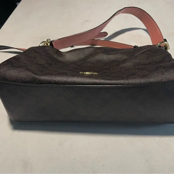 Coach shoulder Hand bag Purse Brown & Pink Flawless Like NEW adjustable strap - Picture 2 of 14